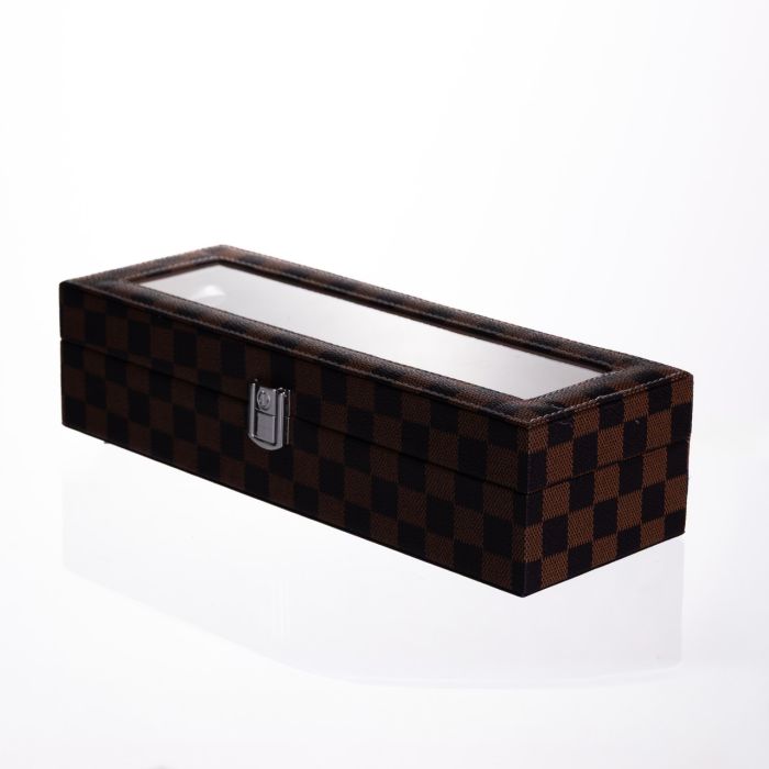 Скринька для годинників з екошкіри 6 відділень 31×11×7,5 см Коричневий Yiwu HP-5-14S (HP-5-14S) - изображение 5