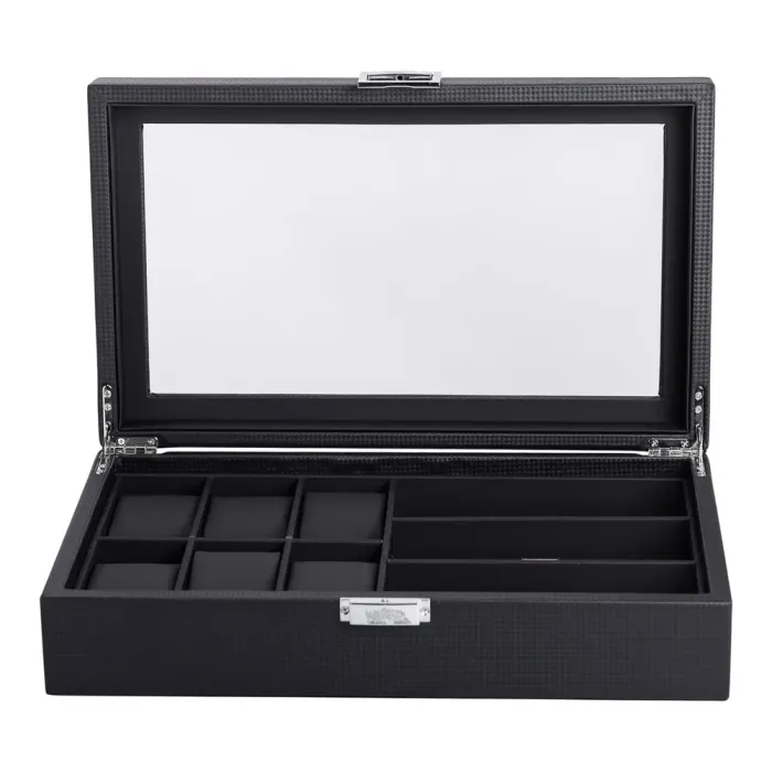 Скринька для зберігання наручного годинника з еко шкіри 35.5×21×9.5 см органайзер для окулярів та прикрас (HP-5-9) - зображення 2