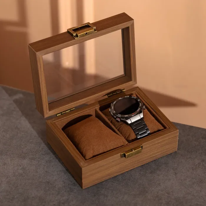 Дерев'яна скринька для наручного годинника 16.5×12×7.5 см на 2 відсіки (HP-5-10) - зображення 6