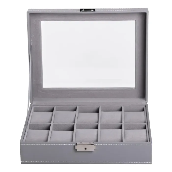 Скринька для наручного годинника 26.5×20×8 см з еко шкіри на 10 відсіків (HP-5-4) - зображення 3