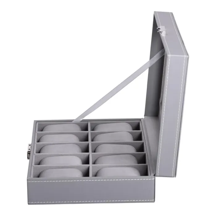 Скринька для наручного годинника 26.5×20×8 см з еко шкіри на 10 відсіків (HP-5-4) - зображення 5