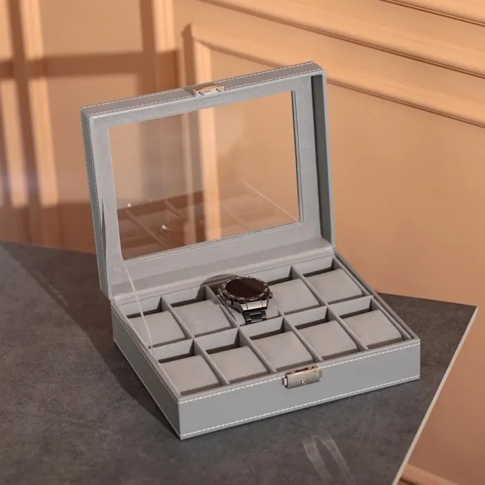 Скринька для наручного годинника 26.5×20×8 см з еко шкіри на 10 відсіків (HP-5-4) - зображення 6