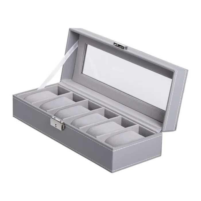Скринька для наручного годинника 30×11×8 см з еко шкіри на 6 відсіків (HP-5-3) - зображення 3