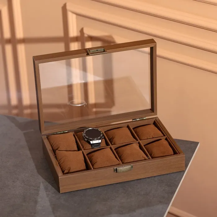 Скринька для наручних годинників 31×21×8.7 см дерев'яна на 8 відсіків (HP-5-12) - зображення 9
