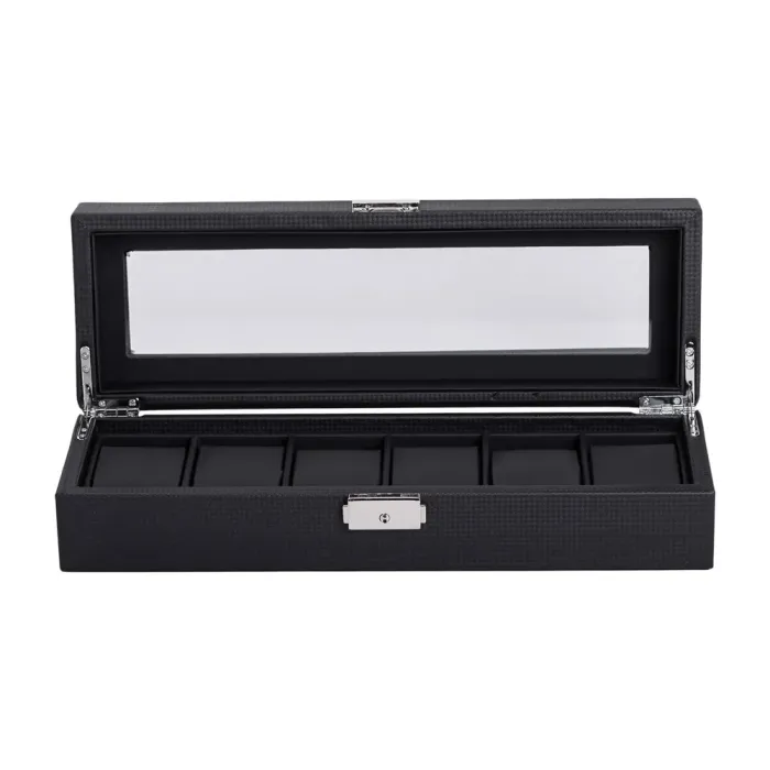 Скринька для наручного годинника 35.5×11.5×8 см дерев'яна на 6 відсіки (HP-5-8) - зображення 3