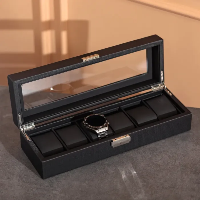 Скринька для наручного годинника 35.5×11.5×8 см дерев'яна на 6 відсіки (HP-5-8) - зображення 5