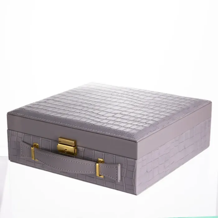Скринька для прикрас з еко шкіри 2 яруси Сірий HP-5-35G (HP-5-35G) - зображення 6