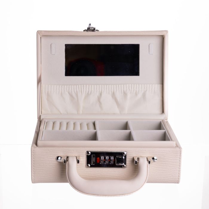 Скринька для прикрас з еко шкіри 2 яруси з кодовим замком Бежевий HP-5-24BE (HP-5-24BE) - изображение 1