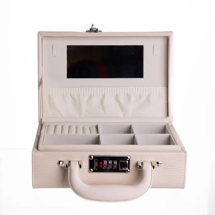 Скринька для прикрас з еко шкіри 2 яруси з кодовим замком Бежевий HP-5-24BE (HP-5-24BE) - зображення 1