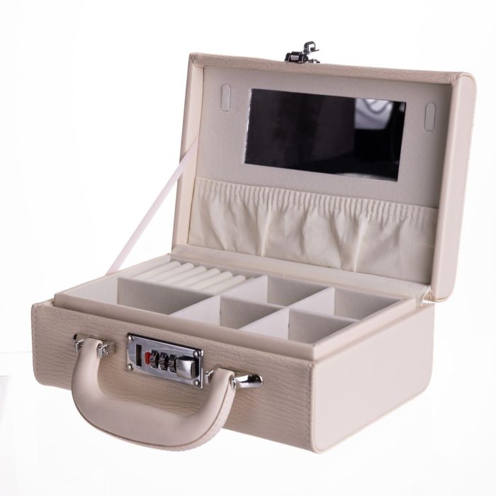Скринька для прикрас з еко шкіри 2 яруси з кодовим замком Бежевий HP-5-24BE (HP-5-24BE) - изображение 3