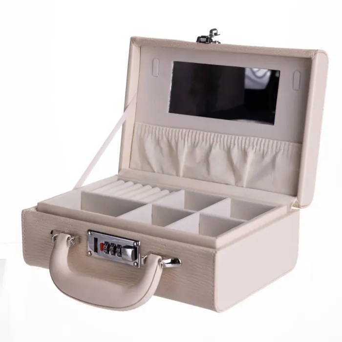 Скринька для прикрас з еко шкіри 2 яруси з кодовим замком Бежевий HP-5-24BE (HP-5-24BE) - зображення 3