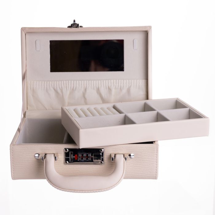 Скринька для прикрас з еко шкіри 2 яруси з кодовим замком Бежевий HP-5-24BE (HP-5-24BE) - изображение 4