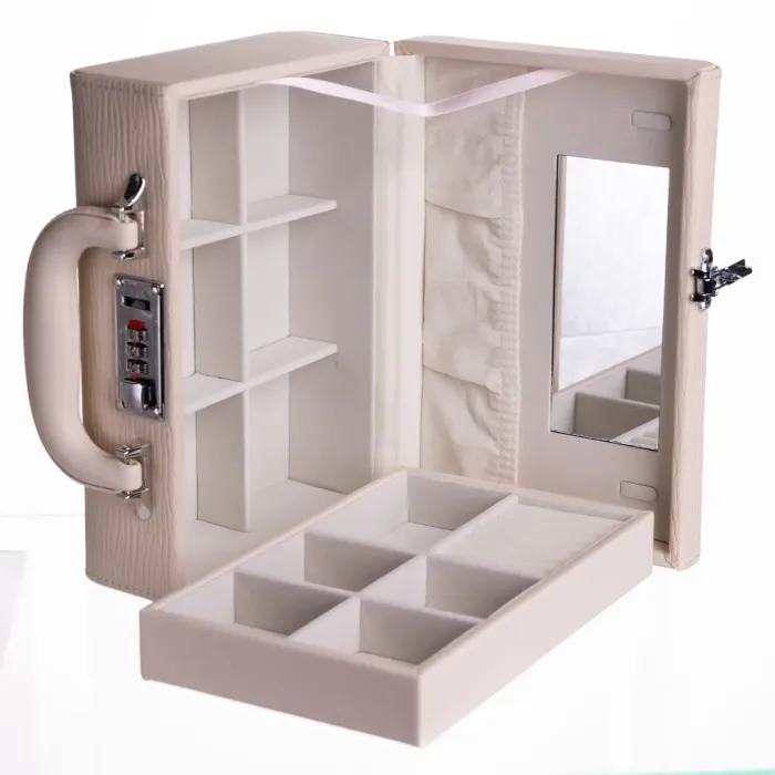 Скринька для прикрас з еко шкіри 2 яруси з кодовим замком Бежевий HP-5-24BE (HP-5-24BE) - зображення 7