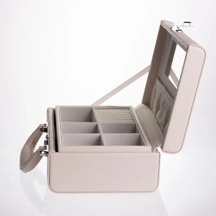 Скринька для прикрас з еко шкіри 2 яруси з кодовим замком Бежевий HP-5-24BE (HP-5-24BE) - зображення 8