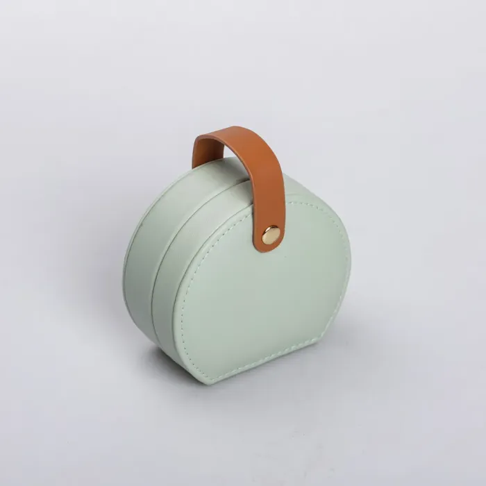 Скринька для прикрас з еко шкіри 10×9×4.5 см ​​органайзер для ювелірних виробів (HP-5-31GR) - зображення 3