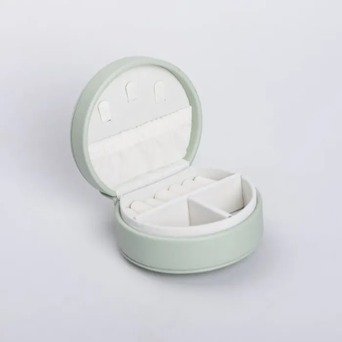 Скринька для прикрас з еко шкіри 10×9×4.5 см ​​органайзер для ювелірних виробів (HP-5-31GR) - зображення 1