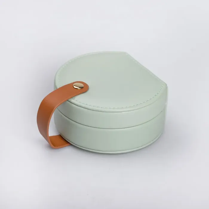 Скринька для прикрас з еко шкіри 10×9×4.5 см ​​органайзер для ювелірних виробів (HP-5-31GR) - зображення 4