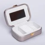 Скринька для прикрас з еко шкіри 15×10×5 см із дзеркалом органайзер для ювелірних виробів (HP-5-33G)