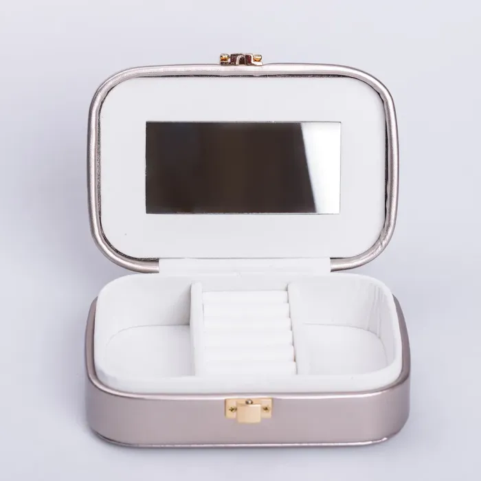 Скринька для прикрас з еко шкіри 15×10×5 см із дзеркалом органайзер для ювелірних виробів (HP-5-33G) - изображение 3