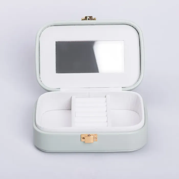 Скринька для прикрас з еко шкіри 15×10×5 см із дзеркалом органайзер для ювелірних виробів (HP-5-33TU) - изображение 3