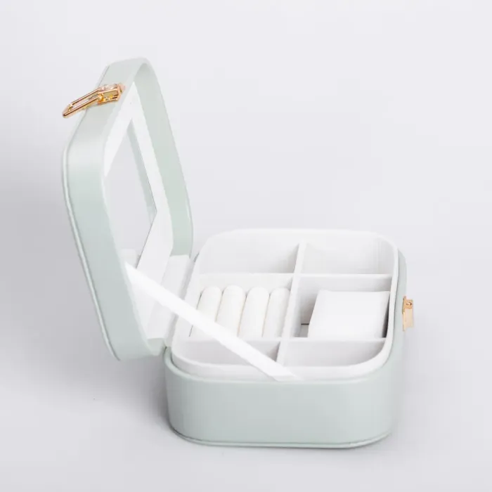 Скринька для прикрас з еко шкіри 15×10×5 см із дзеркалом органайзер для ювелірних виробів (HP-5-33TU) - изображение 4