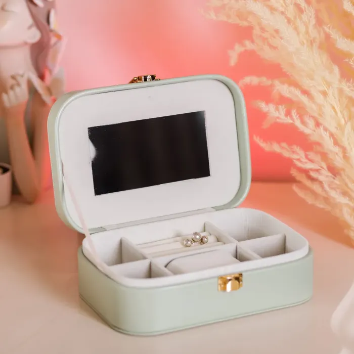 Скринька для прикрас з еко шкіри 15×10×5 см із дзеркалом органайзер для ювелірних виробів (HP-5-33TU) - изображение 7