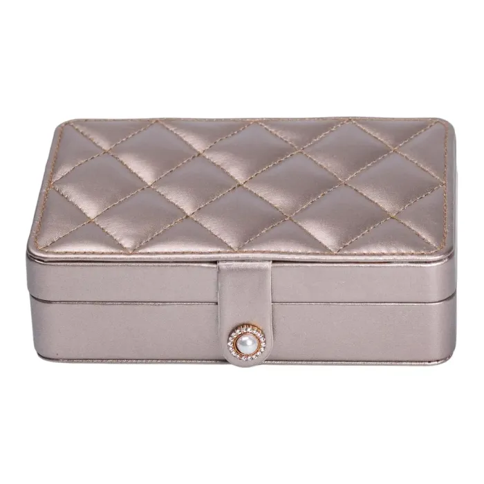 Скринька для прикрас з еко шкіри 16×11×4.7 см органайзер для ювелірних виробів (HP-5-30GOLD) - изображение 2