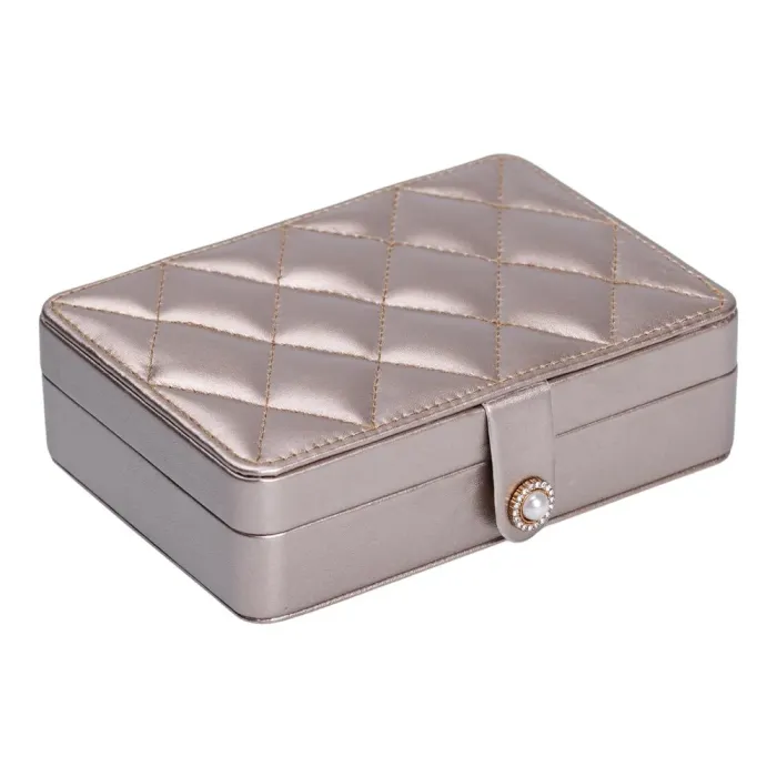 Скринька для прикрас з еко шкіри 16×11×4.7 см органайзер для ювелірних виробів (HP-5-30GOLD) - изображение 1