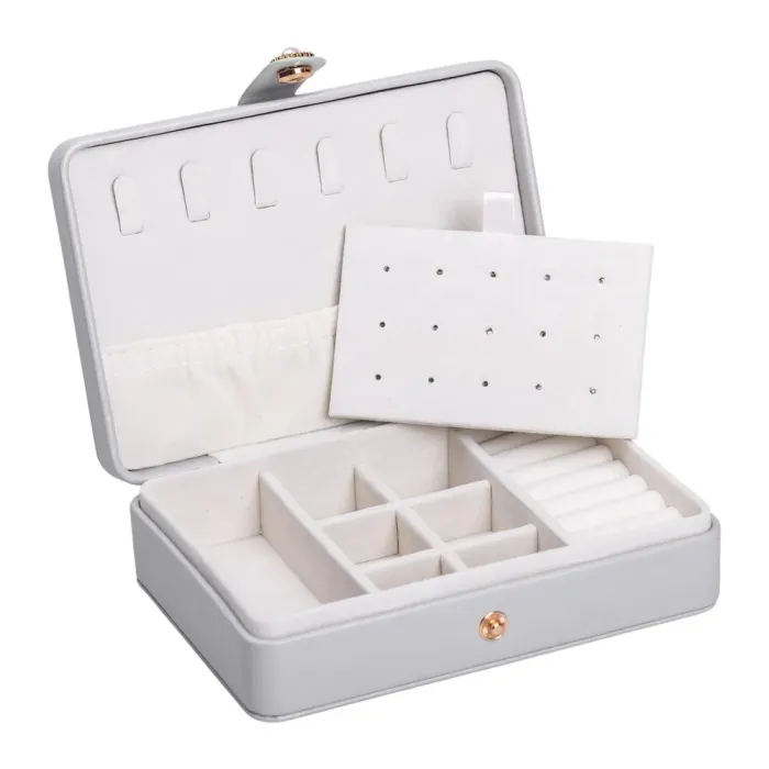 Скринька для прикрас з еко шкіри 16×11×4.7 см органайзер для ювелірних виробів (HP-5-30G) - изображение 3