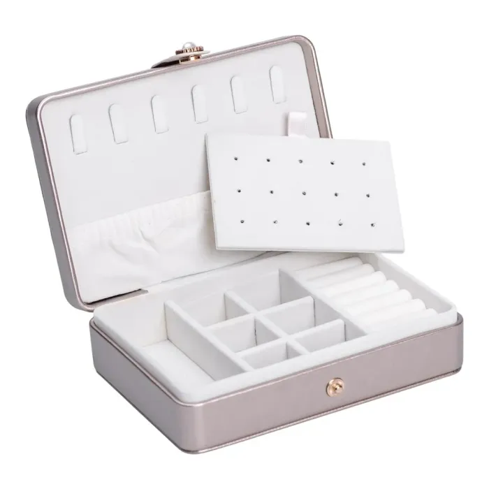 Скринька для прикрас з еко шкіри 16×11×4.7 см органайзер для ювелірних виробів (HP-5-30GOLD) - изображение 4