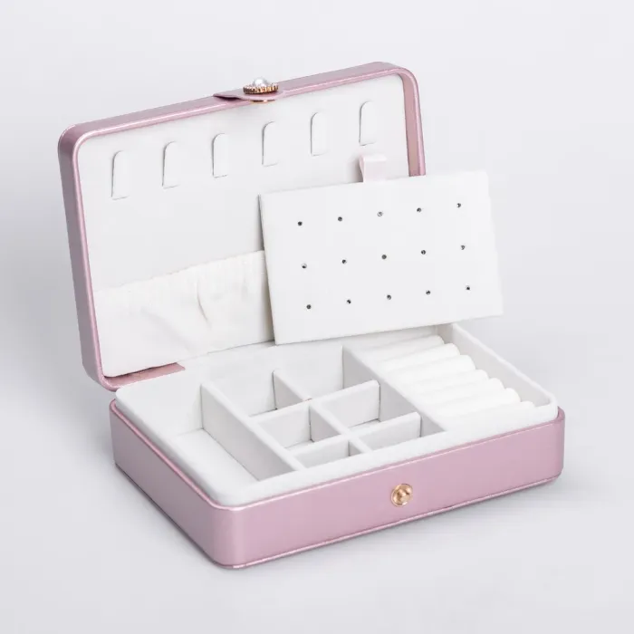 Скринька для прикрас з еко шкіри 16×11×4.7 см органайзер для ювелірних виробів (HP-5-30PP) - изображение 4