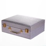 Скринька для прикрас з еко шкіри 19 відділень з дзеркалом 23.5×14×8 см Сірий HP-5-20G (HP-5-20G)