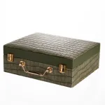 Скринька для прикрас з еко шкіри 19 відділень з дзеркалом 23.5×14×8 см Зелений HP-5-20GR (HP-5-20GR)