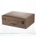 Скринька для прикрас з еко шкіри 19 відділень з дзеркалом 23.5×14×8 см Золотистий HP-5-20GOLD (HP-5-20GOLD)