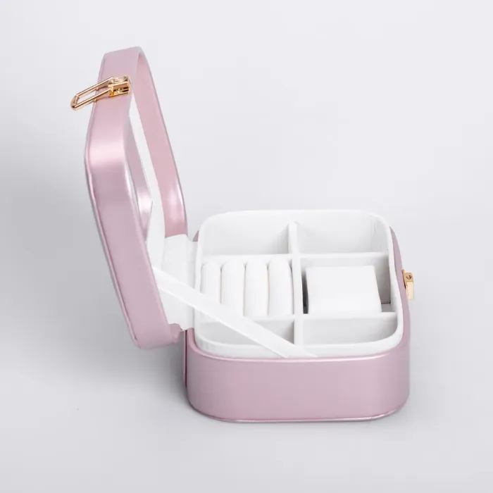 Скринька для прикрас з еко шкіри 20×14×7 см із дзеркалом органайзер для ювелірних виробів (HP-5-32P) - зображення 5