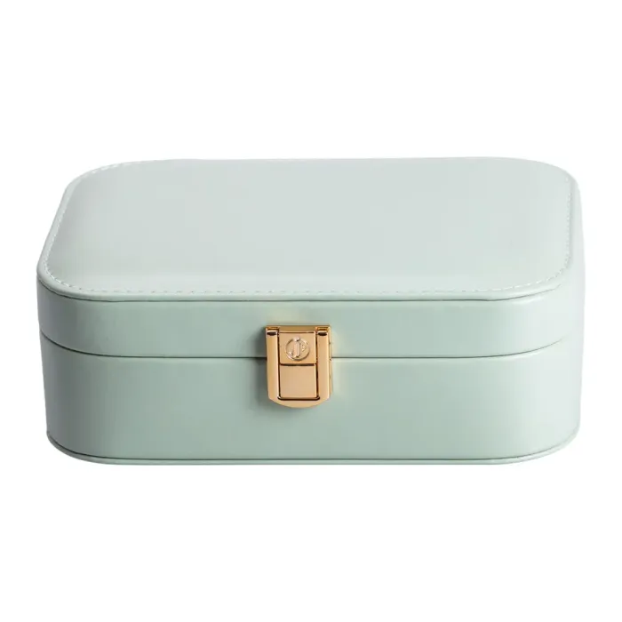 Скринька для прикрас з еко шкіри 20×14×7 см із дзеркалом органайзер для ювелірних виробів Зелена (HP-5-32TU) - изображение 5