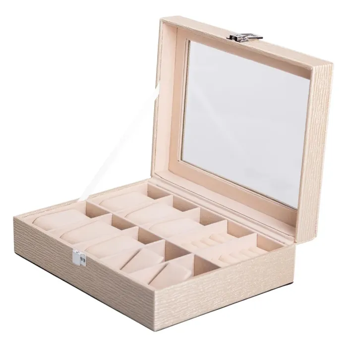 Скринька для прикрас з еко шкіри 25.5×20×7.5 см органайзер для ювелірних виробів (HP-5-6GOLD) - зображення 1