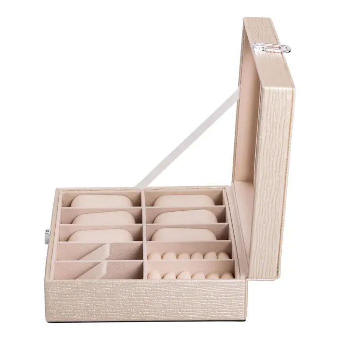 Скринька для прикрас з еко шкіри 25.5×20×7.5 см органайзер для ювелірних виробів (HP-5-6GOLD) - зображення 4