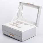 Скринька для прикрас з еко шкіри 2 яруси органайзер для ювелірних виробів (HP-5-36G)