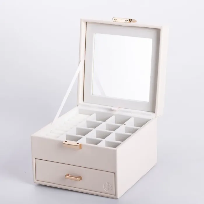 Скринька для прикрас з еко шкіри 2 яруси органайзер для ювелірних виробів (HP-5-2W) - зображення 1