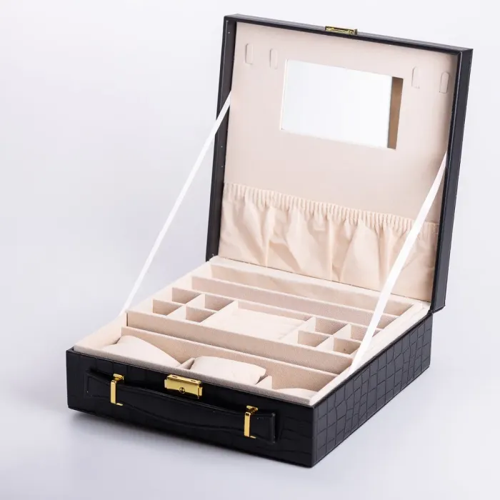 Скринька для прикрас з еко шкіри 2 яруси органайзер для ювелірних виробів (HP-5-35B) - изображение 1