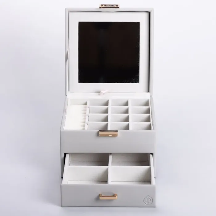 Скринька для прикрас з еко шкіри 2 яруси органайзер для ювелірних виробів (HP-5-2G) - зображення 1