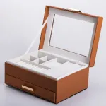 Скринька для прикрас з еко шкіри 2 яруси органайзер для ювелірних виробів (HP-5-36BR)