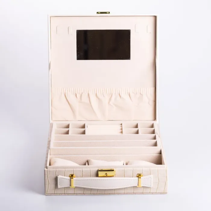 Скринька для прикрас з еко шкіри 2 яруси органайзер для ювелірних виробів (HP-5-35BE) - зображення 2