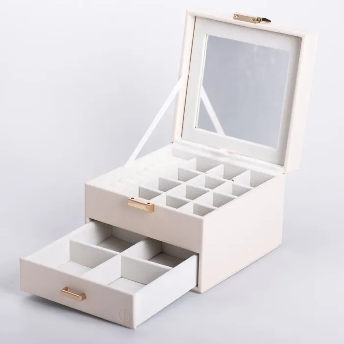 Скринька для прикрас з еко шкіри 2 яруси органайзер для ювелірних виробів (HP-5-2W) - зображення 2