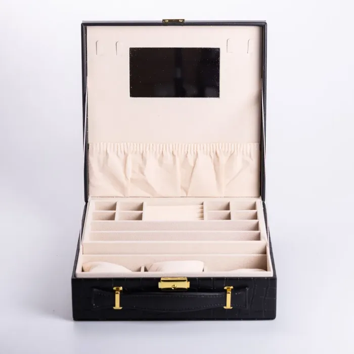 Скринька для прикрас з еко шкіри 2 яруси органайзер для ювелірних виробів (HP-5-35B) - изображение 2