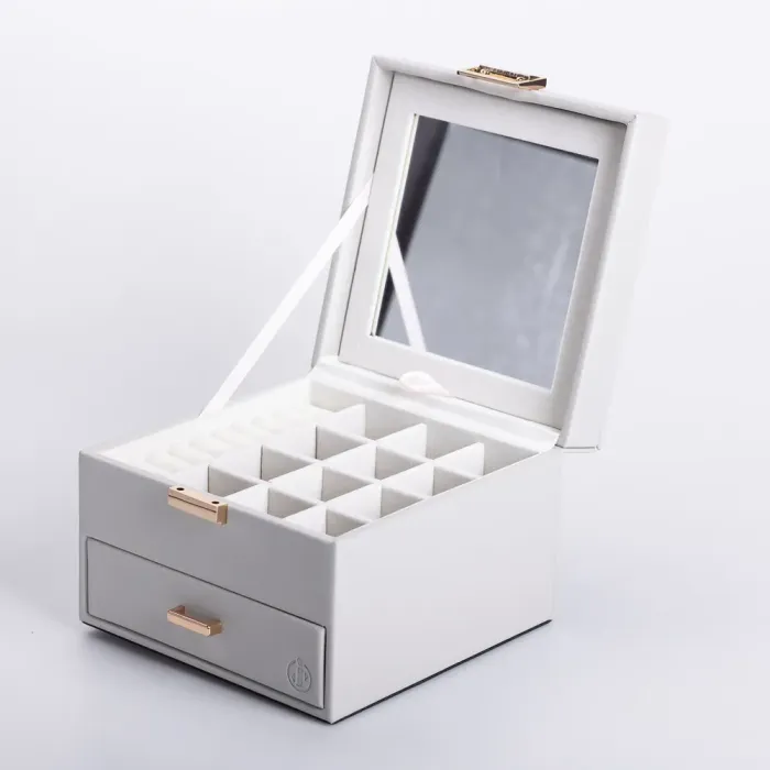 Скринька для прикрас з еко шкіри 2 яруси органайзер для ювелірних виробів (HP-5-2G) - зображення 2