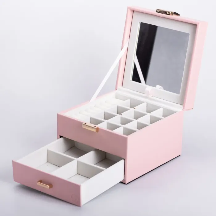 Скринька для прикрас з еко шкіри 2 яруси органайзер для ювелірних виробів (HP-5-2P) - изображение 2