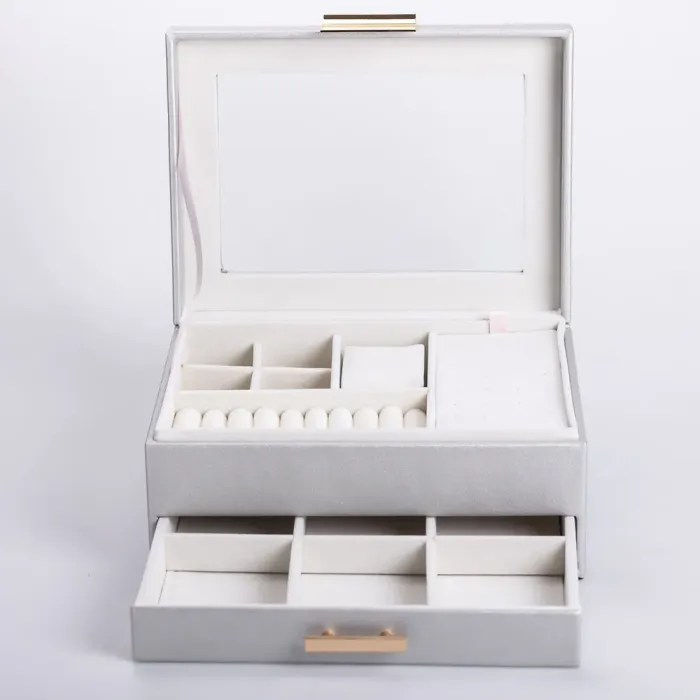 Скринька для прикрас з еко шкіри 2 яруси органайзер для ювелірних виробів (HP-5-36G) - изображение 3