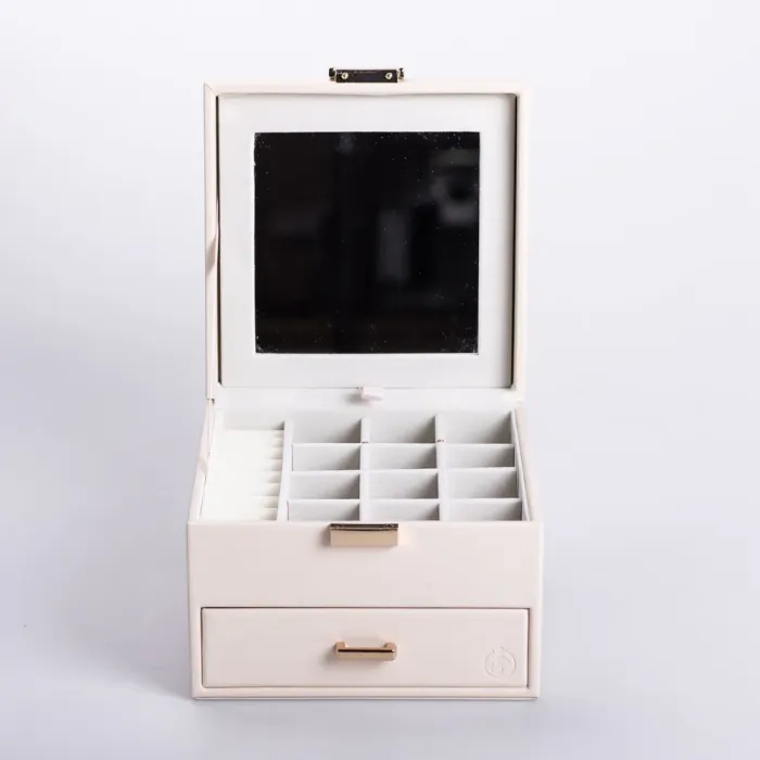 Скринька для прикрас з еко шкіри 2 яруси органайзер для ювелірних виробів (HP-5-2W) - зображення 3